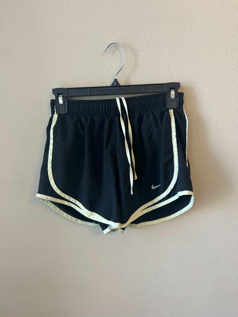 Nike Women's Black Athletic Shorts with light green Trim